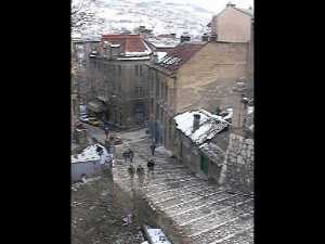 The view from our Sarajevo apartment in March 1998 after "Grandmother's Breath" had dumped a bit of snow on the city.
