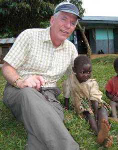 Sitting by the roadside with Rose in  2007