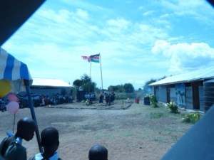 The  Canadian Flag flies proudly in the SP Geddes School compound.