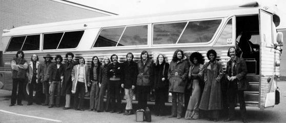 Photo of the Dr Music band heading off on a cross Canada tour in 1972. Supplied by Bruce Cassidy, one of the members of the band.