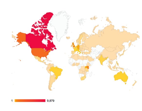 Here are the countries where at least one person has read a page on my blog. If only I had someone from Greenland!!  Maybe I will tag Greenland in one of my posts and see if that draws a reader! :-) 