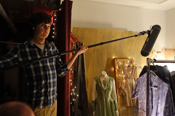 Daniel Karan is boom operator. Sound is captured with lavaliere microphones hidden in the actor's costume and an overhead boom.