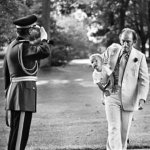 Canadian Prime Minister Pierre Trudeau carries a young Justin into 24 Sussex, where he will soon end up again as our Prime Minister. How cool is that?